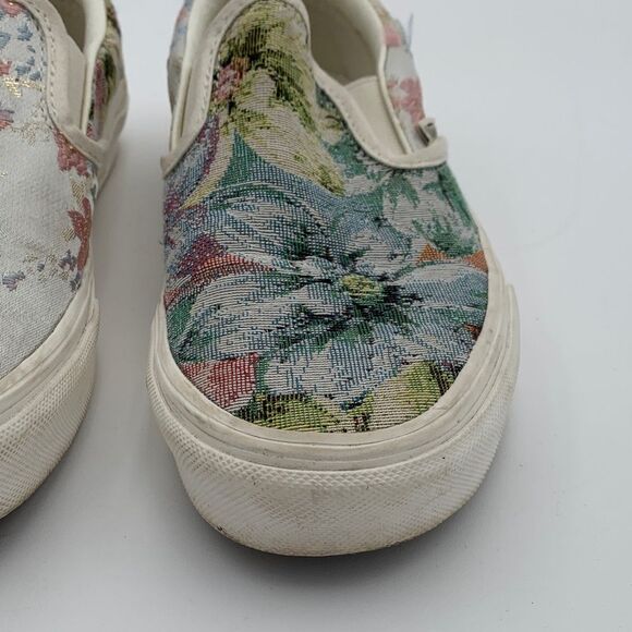 Vans Women's Floral Canvas Slip-On Sneakers - Pink and blue floral mixed media - Picture 4 of 12